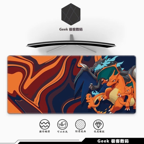 Miếng lót chuột Geek, bàn di chuột, pad chuột cỡ lớn Desk Mat 900x400 độ dày 4mm (Pokemon)