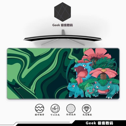 Miếng lót chuột Geek, bàn di chuột, pad chuột cỡ lớn Desk Mat 900x400 độ dày 4mm (Pokemon)