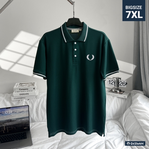 Áo Polo Bigsize Thêu Bông lúa Màu Xanh rêu