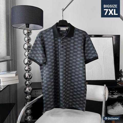 Áo Polo Bigsize Hoạ tiết Monogram GASIMAN Màu Xám chì