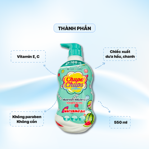 Sữa Tắm Chupa chups Hương Dưa Hấu 550ml - Màu Xanh Lá