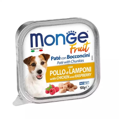 Pate chó Monge Fruit AD gà và mâm xôi 100g
