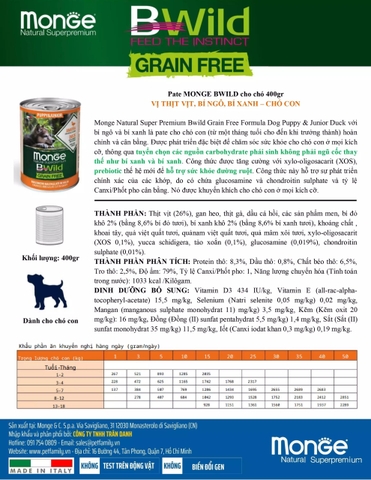 Pate chó Monge Bwild 400g - chó con