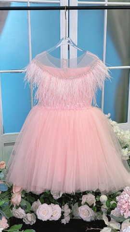 Váy Công Chúa Cao Cấp Dự Tiệc Hồng Pastel Yêu Kiều Cho Bé