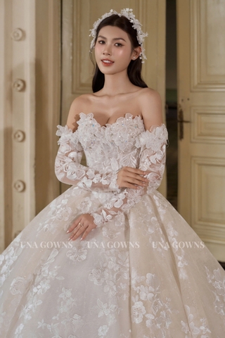 VÁY CƯỚI THIẾT KẾ 2IN1 CAO CẤP MÀU ÁNH HỒNG NGỌT NGÀO VÀ ẤN TƯỢNG