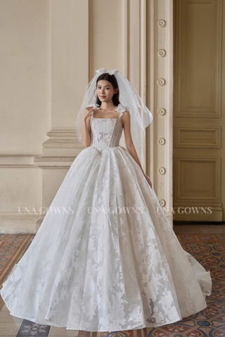 VÁY CƯỚI ĐÍNH ĐÁ CAO CẤP KẾT HỢP PHA LÊ SEQUIN LẤP LÁNH SÁNG BẬT MỌI KHÔNG GIAN