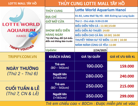 Thủy Cung Lotte Mall Tây Hồ Giá Vé