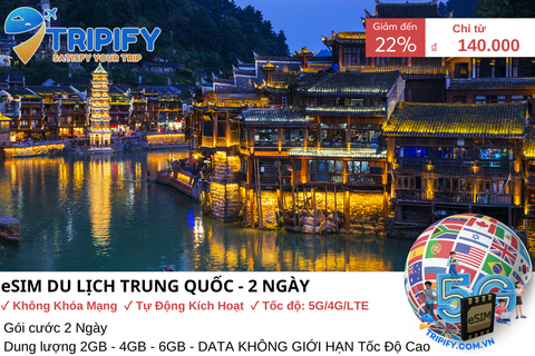 ESIM DU LỊCH TRUNG QUỐC - 2 NGÀY | GIÁ ƯU ĐÃI CHỈ TỪ 140K - Hotline 0975.901.828