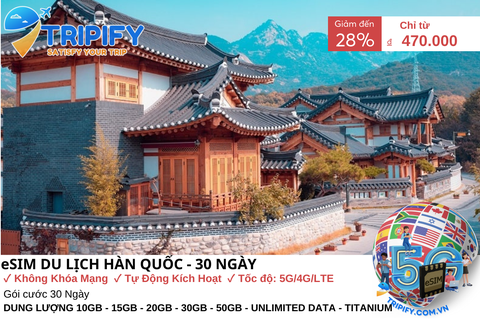ESIM DU LỊCH HÀN QUỐC - 30 NGÀY | GIÁ ƯU ĐÃI CHỈ TỪ 470K - Hotline 0975.901.828