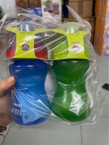 Set 2 Bình Nước Khủng Long Không Quai Avent 9+ (Xanh - Nam)