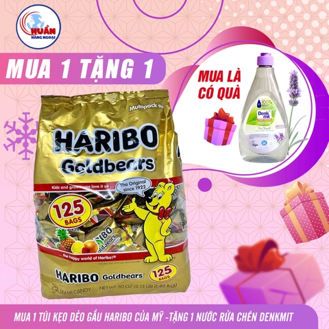 KẸO DẺO HARIBO NHẬP MỸ-kẹo dẻo haribo chính hãng TÚI LỚN 125 GÓI