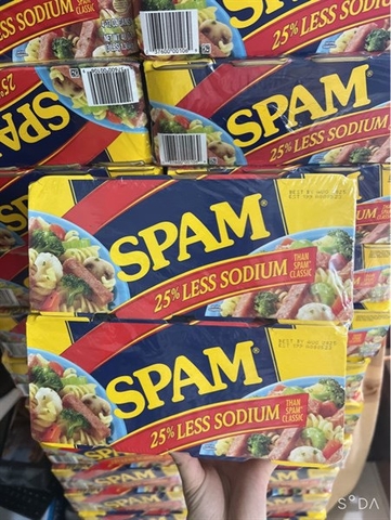 Thịt hộp Spam Less Sodium 25% (sét) 8 hộp