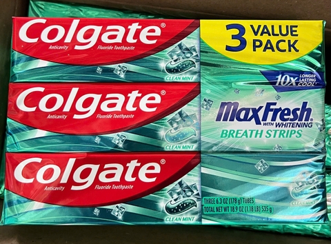 Colgate MaxFresh Clean Mint pack3 (178g*3) Xanh lá