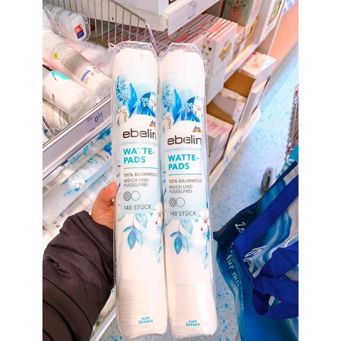 Bông Tẩy Trang Ebelin Wattepads Đức 140 Miếng – Mềm Mại, Không Xơ-hàng Chính Hãng