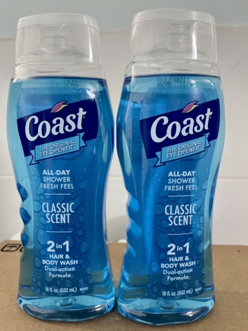 Tắm gội 2in1 Hair & Body Wash Coast Scent Dula-Action Formula 18oz (532ml)