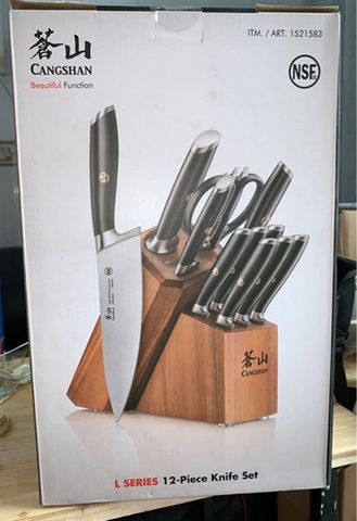 Set 12 món Dao, kéo, hộp gỗ Cangshan