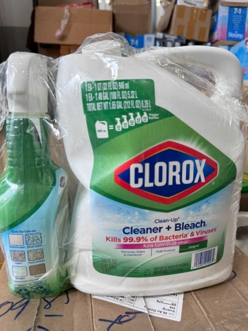 Nước tẩy rửa Clorox Clean er + Bleach Pack 2 ( 1 Bình 5.32Lit + 1 chai Xịt 946ml)