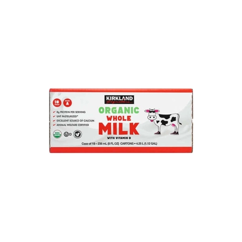Sữa tươi nguyên kem Kirkland Signature Organic Whole Milk 236ml x18 hộp