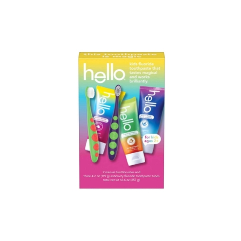 Set Kem Đánh Răng Và Bàn Chải Cho Bé Hello Kids Toothpaste and Toothbrush Variety Pac