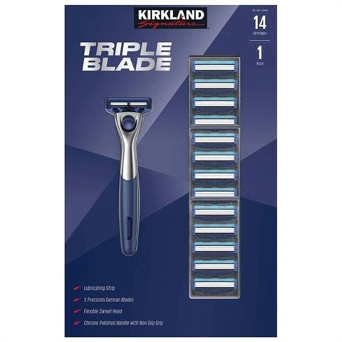 Set 1 Cây & 13 Lưỡi Dao Cạo Râu Nam Kirkland Signature Triple Blade