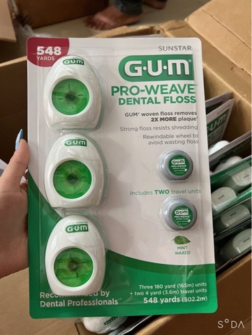 Set 3 cuộn chỉ nha khoa GUM Hương bạc hà  3 cuộn + 2 cuộn du lịch