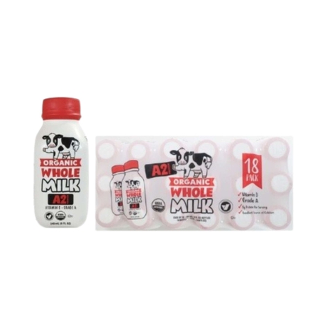 Sữa Tươi Nước A2 Organic Whole Milk Thùng 18 Chai 240ml (Hộp)
