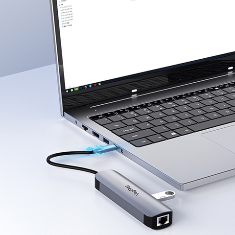 Bộ chuyển Type C to HDMI + USB + RJ45 5 trong 1 VEGGIEG V-TC05R