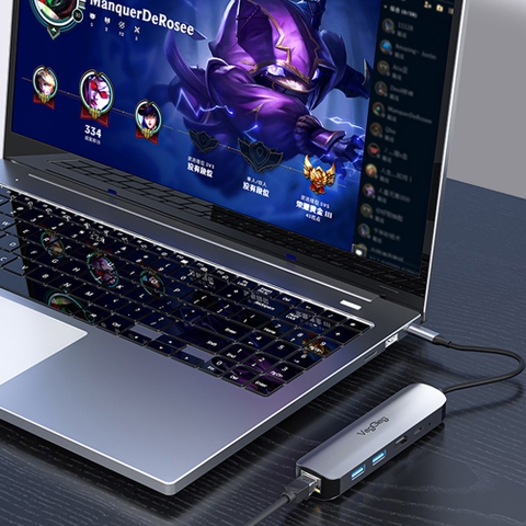 Bộ chuyển Type C to HDMI + USB + RJ45 5 trong 1 VEGGIEG V-TC05R