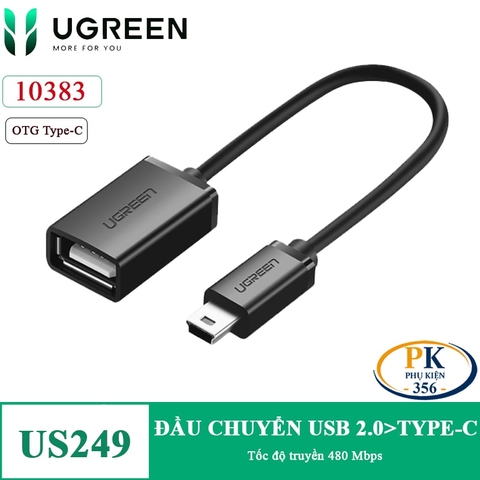 Cáp chuyển đổi Mini USB sang USB cái Ugreen US249 (10383) – Hỗ trợ OTG, kết nối linh hoạt cho thiết bị đời cũ