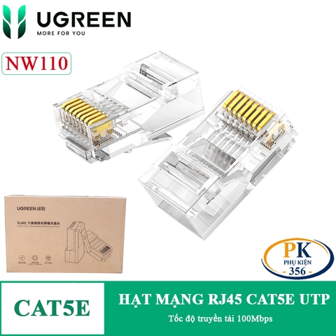 Đầu bấm hạt mạng RJ45 CAT5E chân đồng UTP Ugreen NW110 50246 hộp 100 hạt