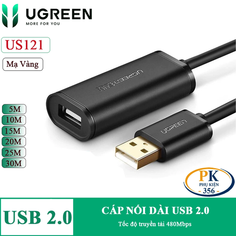 Dây cáp USB 2.0 nối dài có chip Ugreen US121 dài 5M, 10M, 15M, 20M, 25M, 30M
