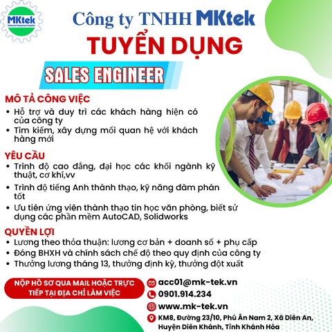 TUYỂN DỤNG SALES ENGINEER (KỸ SƯ KINH DOANH) TẠI KHÁNH HÒA