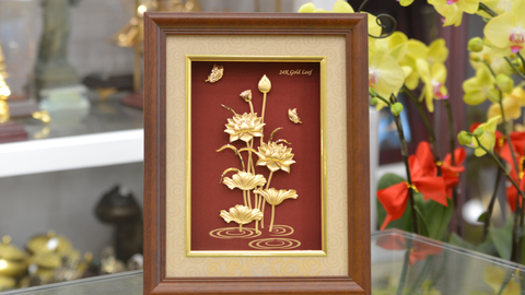 Một Kiệt Tác Nghệ Thuật Tinh Xảo, Mang Vượng Khí Đến Mọi Nhà- Tranh Đồng Hoa Sen Mạ Vàng