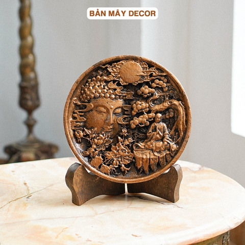 Tranh Đĩa Decor Nhất Niệm Tịnh Tâm Màu Đồng