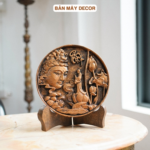 Tranh Đĩa Bái Phật Màu Đồng
