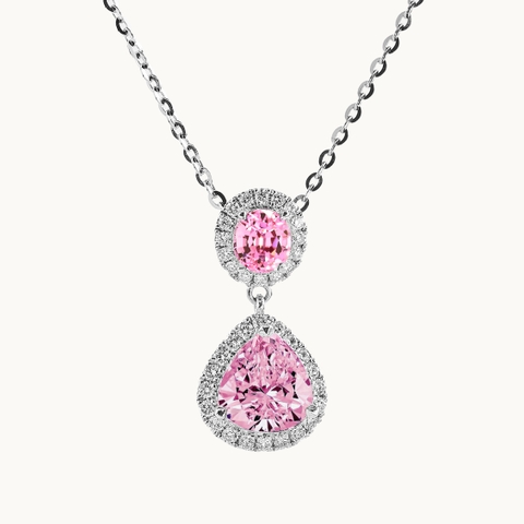 Dây chuyền vàng trắng 18K gắn mặt dây Spinel và Sapphire thiên nhiên, kèm kim cương thiên nhiên