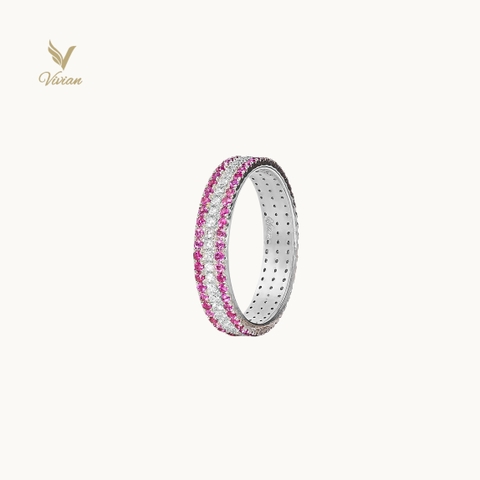 Nhẫn vàng trắng 18K gắn Ruby và kim cương thiên nhiên