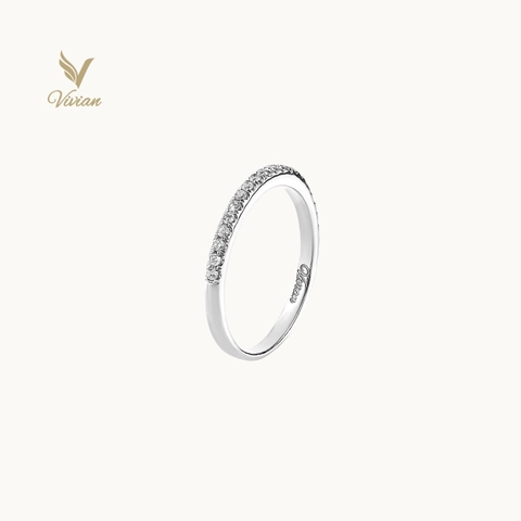 Nhẫn vàng trắng 18K đính kim cương thiên nhiên