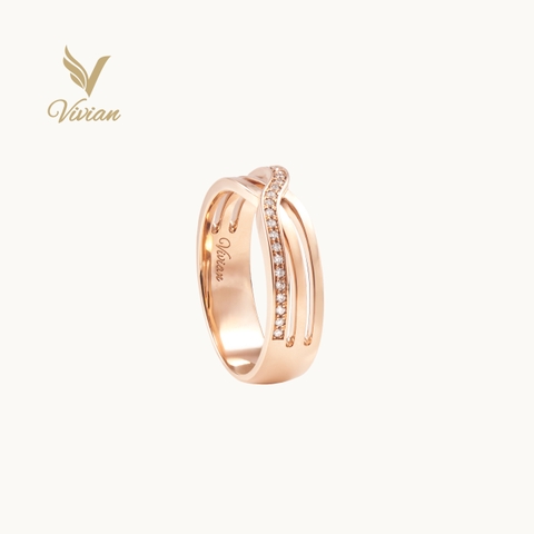 Nhẫn vàng hồng 18K đính kim cương