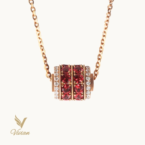 Dây chuyền Ý vàng hồng 18K gắn Ruby nước 1 Đồi Tỷ, Nghệ An và kim cương moissanite