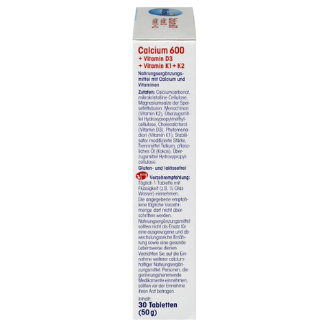 Viên uống Mivolis Calcium 600 + Vitamin D3 + K1 + K2, 30 Viên