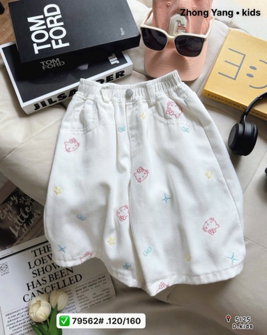 Quần ngố bò trắng kitty ( sz120-260)