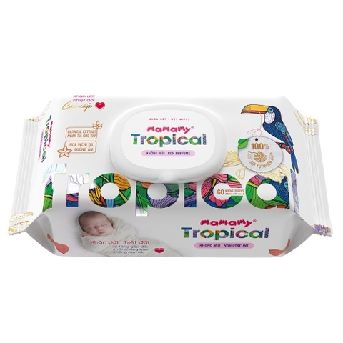 Khăn ướt  Mamamy Tropical cao cấp 90 tờ
