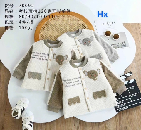 Áo khoác nhung tăm trần bông hình voi (80-110)