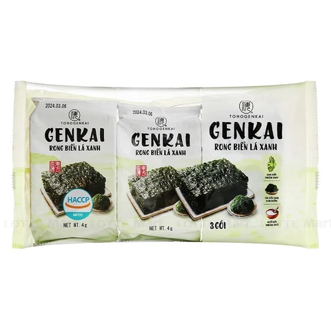 Rong biển ăn liền, cuận cơm GENKAI ( set 3 gói)