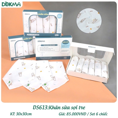 Khăn sữa sợi tre Bamboo Dokma cao cấp ( hộp 6 chiếc)