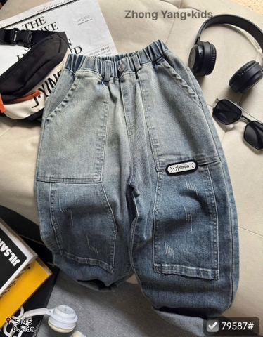 quần jean dài túi ngược Smile bé trai xanh (sz 120-160)
