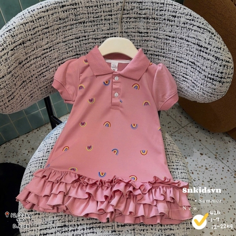 Váy Polo cầu vồng chân bèo hồng (80-140)