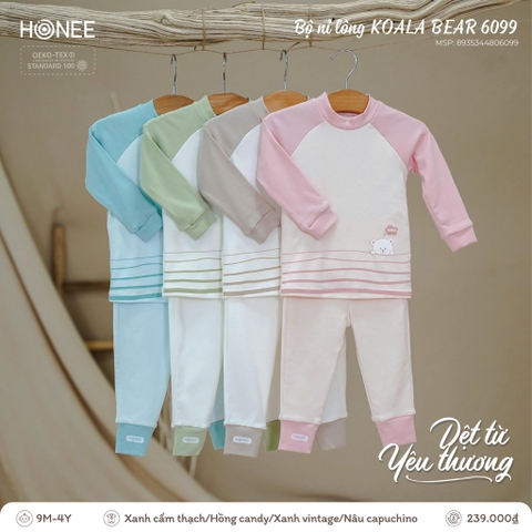 Bộ nỉ lông kẻ gấu Honee ( 6m-4y)