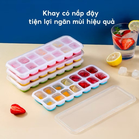 Khay chia đồ ăn đế silicon (14 ô)